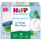 DÉLICES DE LAIT FROMAGE BLANC NATURE BIO COUPELLES 4X100G - DÈS 6 MOIS