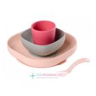 BEABA SET VAISSELLE SILICONE ROSE 4PRODUITS