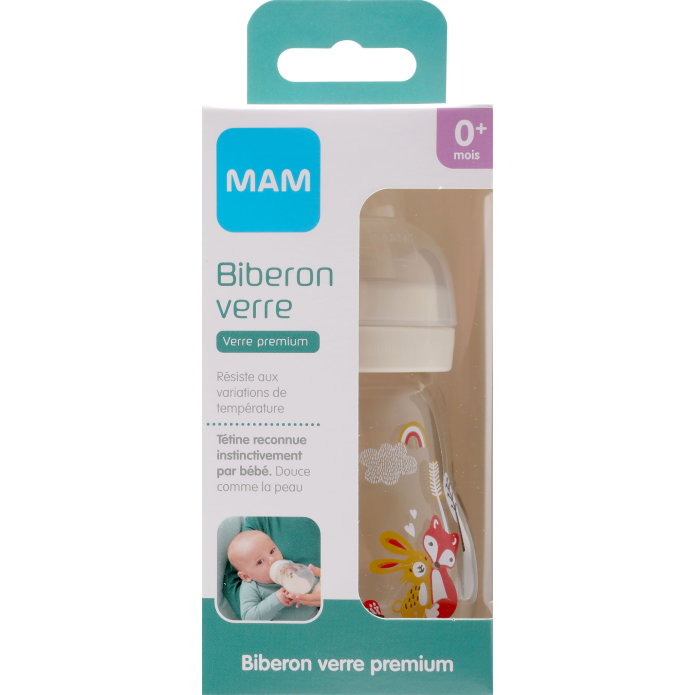 MAM Biberon Verre Premium 170 ml 0 Mois et + Débit 1